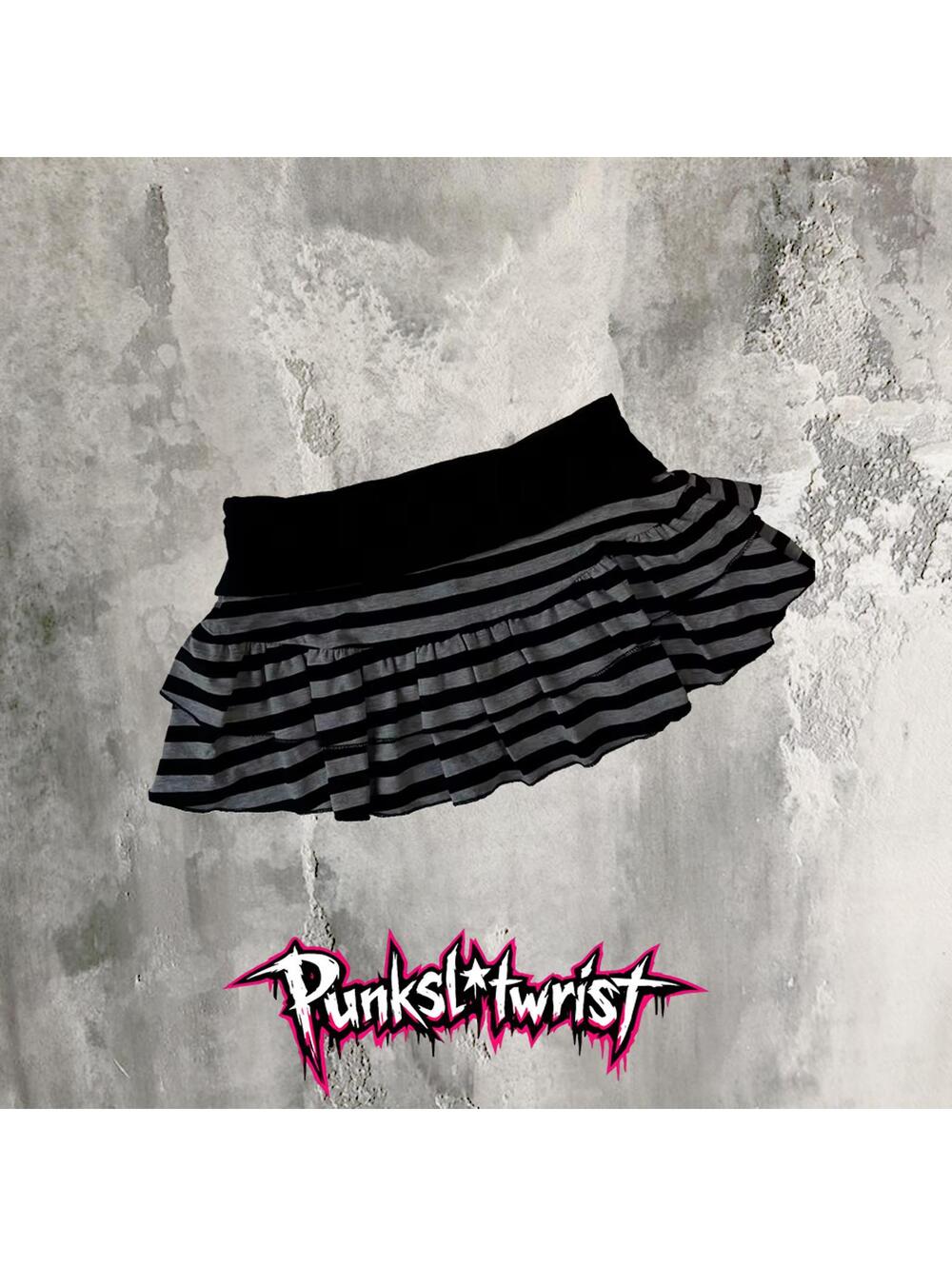striped ruffle mini skirt